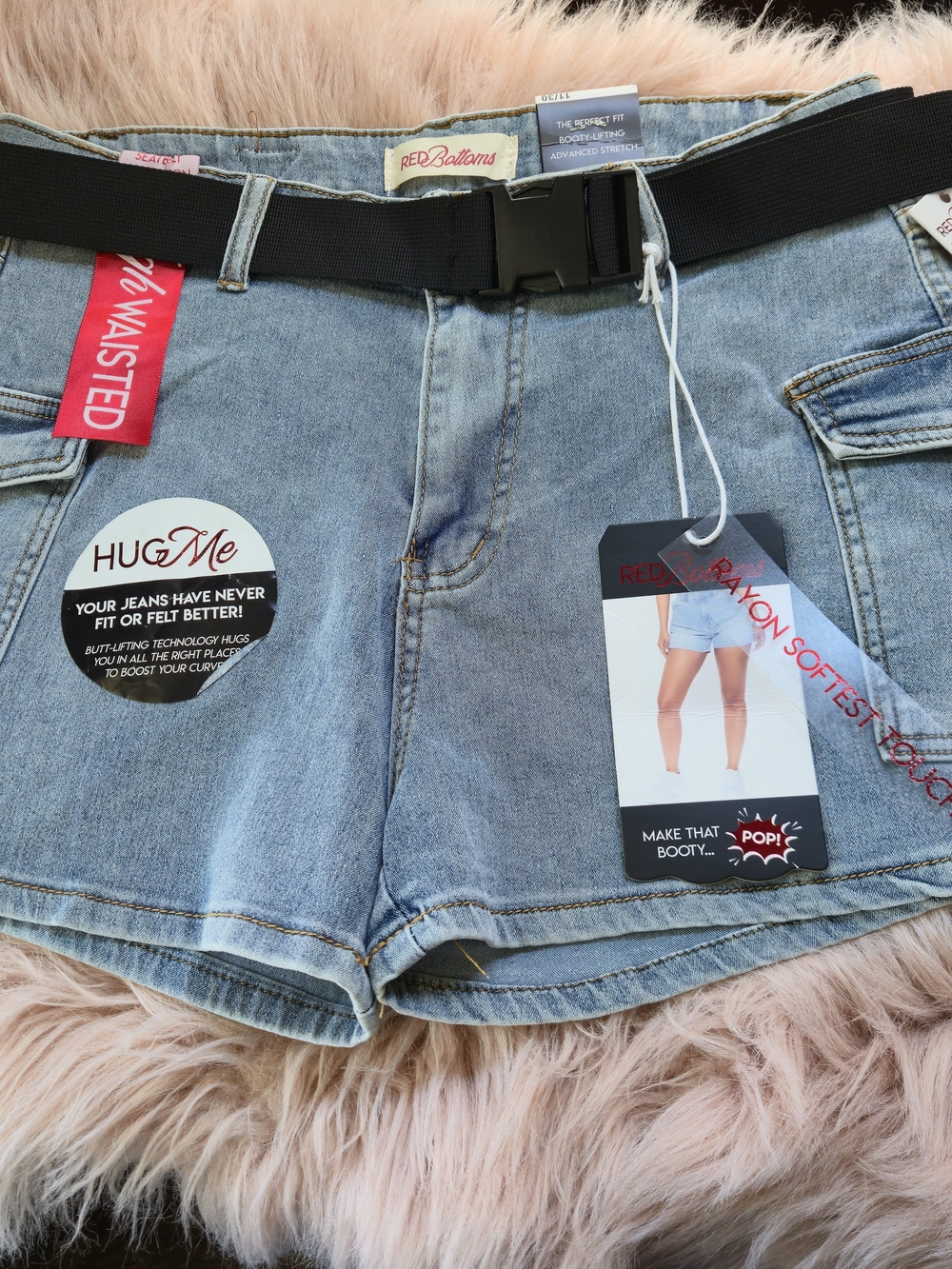 Red Bottoms High Waisted Shorts With Belt Sz 11/30